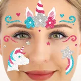 Party Factory Face Tattoo temporäres Glitter Gesichtstattoo für Motto Party, Halloween & Karneval, Kinder & Erwachsene