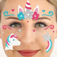 Party Factory Face Tattoo temporäres Glitter Gesichtstattoo für Motto Party, Halloween & Karneval, Kinder & Erwachsene