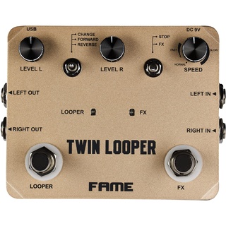 Stereo Looper Pedal für Gitarre, Fame Twin, 10 Minuten Aufnahmezeit, Unbegrenzte Overdubs, True Bypass, Geeignet für Live und Studio