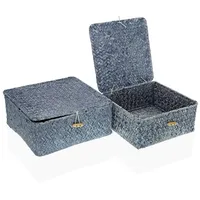 Versa Bigbuy Aufbewahrungsbox Korb-Set Blau mit Deckel [2 teilig