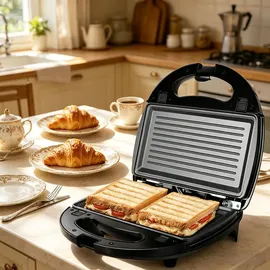 OZAVO Sandwichmaker 3-in-1 Sandwichmaker - Sandwiches, Waffeln, und Paninis, Antihaftbeschichtete, austauschbare Platten, 750W
