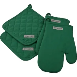 Topflappen ROSS "Exclusiv", grün, 100% Baumwolle, Topflappen, 2x Topflappen und 2x Grillhandschuh, 100% Baumwolle