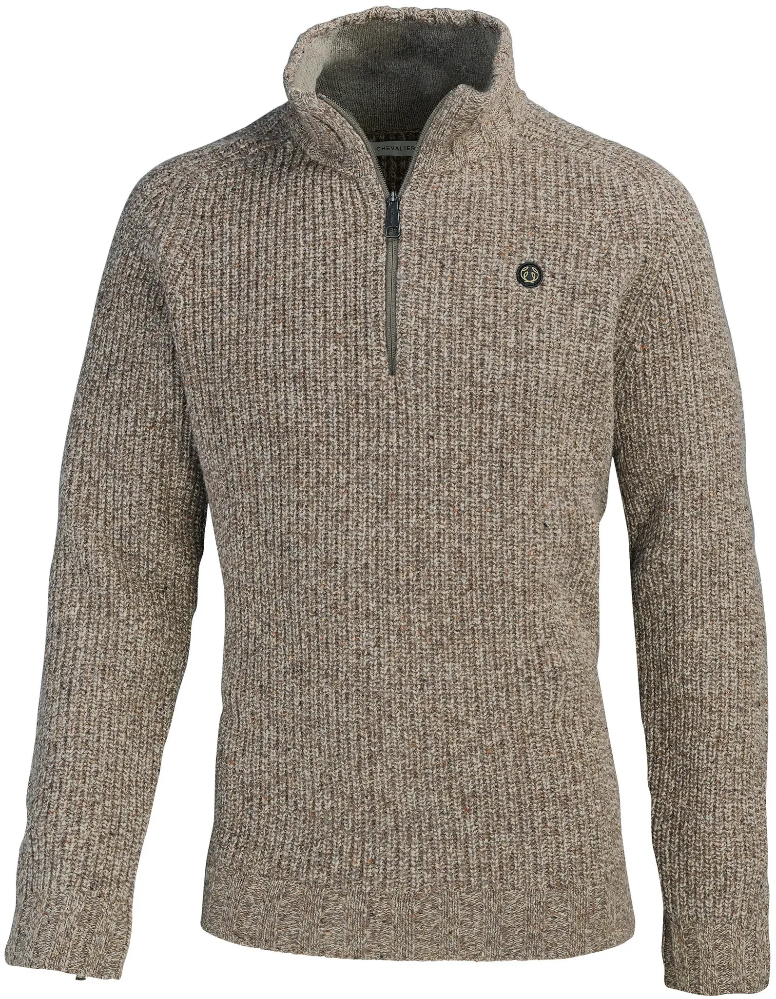 Chevalier Pullover Groby Half Zip Wool, saddle brown neps, S