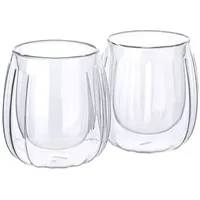 Mulex Latte-Macchiato-Glas Mulex Gläser Set Manhattan, 2-tlg., Borosilikatglas, doppelwandig, ideal f. Kaffee, Cappuccino, Latte Macchiatto, 2tlg weiß