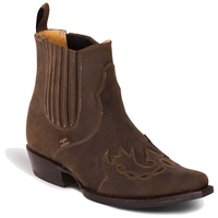 Herren Damen Western Cowboy Biker Leder Stiefelette Boots »WB-37« Braun