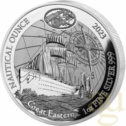 1 Unze Silbermünze Ruanda Nautical Serie - Great Eastern 2023 - polierte Platte
