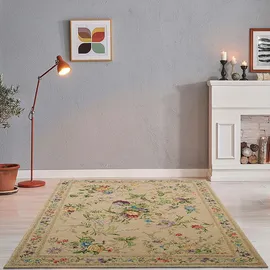 THEKO Flachwebteppich, Beige, Textil, Floral, Rechteckig, 60x90 cm, für Fußbodenheizung geeignet, Teppiche & Böden, Teppiche, Flachgewebe-Teppiche
