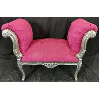 Casa Padrino Barock Schemel Pink / Silber - Handgefertigter