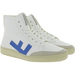 FLAMINGOS LIFE Old 80`s Sneaker faire- und nachhaltige High-Top Sneaker Knöchelhohe-Schuhe Made in Spain SS21O8WHIBLMO Weiß/Blau - 36