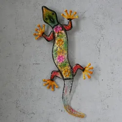 Wanddeko Gecko bunter Wandschmuck Eidechse Terrasse Hauswanddeko 55cm