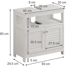 Vicco Waschbeckenunterschrank Riad 60 x 60 cm mit 2 Türen und offenem Fach