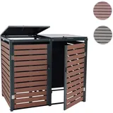 Mendler XL 2er-/4er-Mülltonnenverkleidung HWC-K14, Mülltonnenbox, 119x140x102cm WPC Metall 86kg ~ Walnuss-Holzoptik