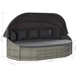 Doppelliege Gartenliege Sonnenliege Sonneninsel mit Dach Poly Rattan Gartenbett