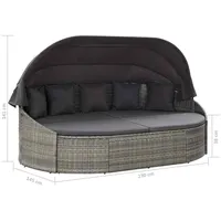 Doppelliege Gartenliege Sonnenliege Sonneninsel mit Dach Poly Rattan Gartenbett