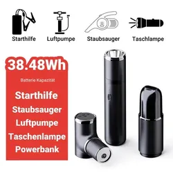 TIMIGO K2 4in1 Multifunktionales Kombigerät: Fahrzeug Starthilfe, Luftpumpe, Staubsauger, Taschenlampe und Powerbank in einer praktischen Tasche
