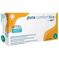 AMPri Nitril-Handschuhe Pura Comfort Blue Nitril Untersuchungshandschuh (Packung, Pura Comfort Blue Nitril Untersuchungshandschuh) Größe L blau L