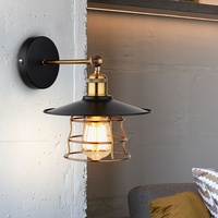 ETC Shop Wandleuchte Industrial Flurleuchte Treppenhauslampe messing schwarz Wandlampe