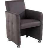 exxpo - sofa fashion Sessel EXXPO - SOFA FASHION "Barista Clubsessel auf Rollen, schmale Armlehnen, aktuelles Design", grau (elephant), B:61cm H:88cm T:70cm, Sessel, Sessel, bequem und komfortabel, Breite 61 cm