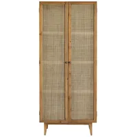 Tikamoon Schrank Pinienholz/Rattangeflecht 200 cm beige