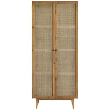 Tikamoon Schrank Pinienholz/Rattangeflecht 200 cm beige