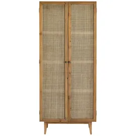 Tikamoon Schrank Pinienholz/Rattangeflecht 200 cm beige