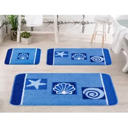 Badematte »Aquatica«, rutschhemmend beschichtet, fußbodenheizungsgeeignet, pflegeleichte Badematte mit Muschel-Design, 82460604-4 blau 1 St.