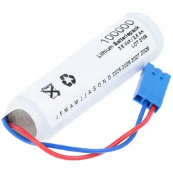 Saft LS14500 3,6 Volt 2600mAh mit Kabel und Stecker, 3-poliger Stecker, 2fach belegt