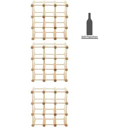 PROREGAL Modulares Weinregal VINOTECA MOD | HxBxT 36x36x24cm | 3x 9 Flaschen | Massives Kiefernholz | Natur | Flaschenregal