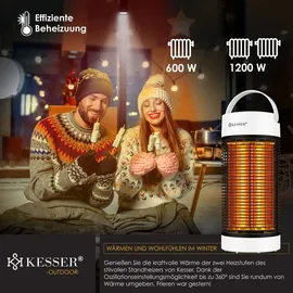 Kesser KESSER® Standheizstrahler Infrarotheizung, Heizstrahler Energieeffiziente Heizung Innenraum mit 360° Oszillation, Infrarotheizung Standgerät, Elektroheizung mit IP55, Terrassen-Heizstrahler