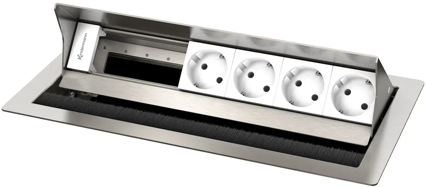 Kindermann CablePort Standard2 6-fach - 4x Strom - Tischeinbau - Edelstahl gebür...