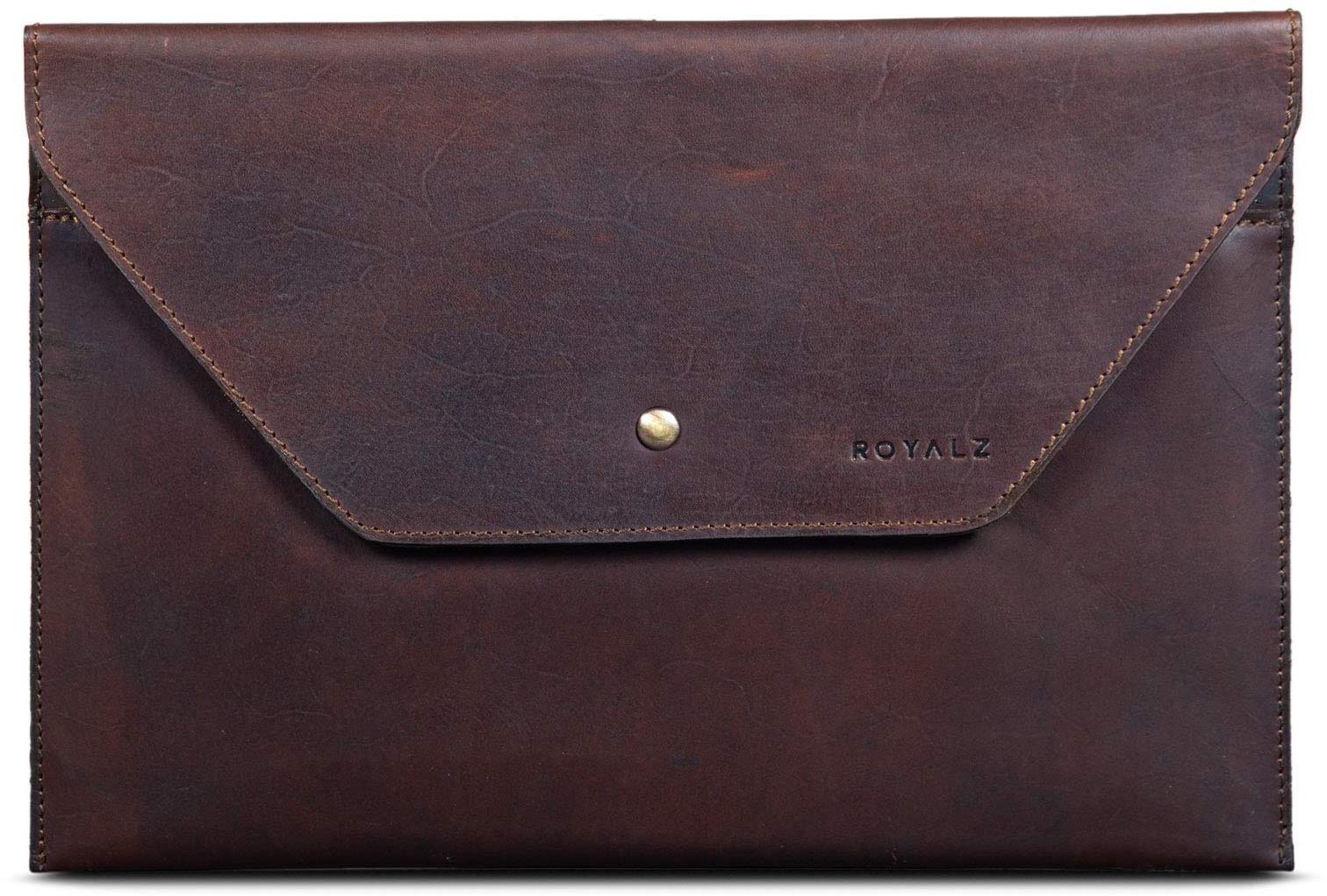 ROYALZ Vintage Ledertasche für Apple MacBook Air 13 Zoll 2018 Schutzhülle Sleeve Design Case Notebook Mappe Flach Echt-Leder Tasche, Farbe:Dunkel Cognac Braun