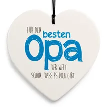 SIKORA Geschenk Herz aus weißem Steingut mit liebevollen Botschaften für jeden Anlass, Farbe/Modell:PH09 - für Opa - der Beste Opa der Welt