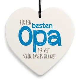 SIKORA Geschenk Herz aus weißem Steingut mit liebevollen Botschaften für jeden Anlass, Farbe/Modell:PH09 - für Opa - der Beste Opa der Welt