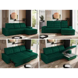 mks möbel ECKSOFA MADRITO L - Dunkelgrün Velorus - Rechts