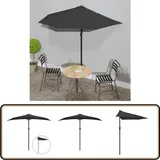 Balkon-Sonnenschirm Alu-Mast Schwarz 270x144x222cm Halbrund - Balkon Sonnenschirm - Halbmond Sonnenschirm - Gartensonnenschirm - Sonnenschutz