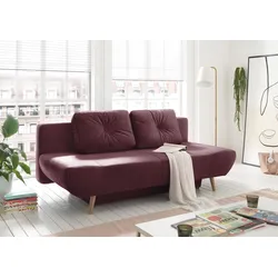 Schlafsofa ANDAS "Segmon", rot (bordeaux), B:200cm H:88cm T:99cm, Sofas, einfach in ein bequemes Bett umwandeln, inklusive Bettkasten