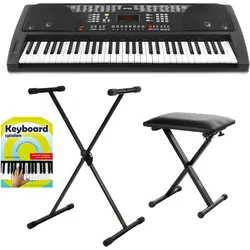 FunKey 61 Keyboard Schwarz Set inkl. Keyboardständer, Bank und Keyboardschule