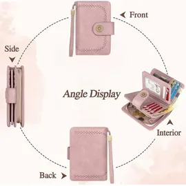 TEUEN Damen Geldbörse Vintage RFID hellrosa