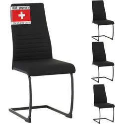 ALBATROS Freischwinger Stuhl TURANO 4er Set, Schwarz - Esszimmerstuhl Schwingstuhl mit Modernem Design, Stoff-Bezug, Dicke Polsterung - Küchenstuhl, Polster-Stuhl Esszimmer, Esstisch Stuhl