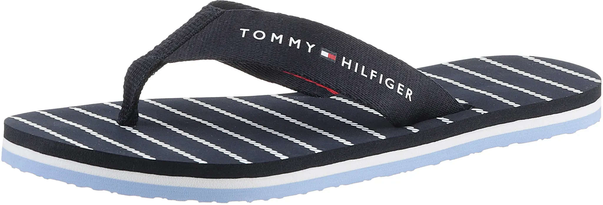 Tommy Hilfiger Zehentrenner »TOMMY ESSENTIAL ROPE SANDAL«, mit gestreifter Decksohle TOMMY HILFIGER dunkelblau 36