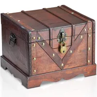  Schatztruhe „Vitec 24x21x18cm“ – Große Schatzkiste Flach Braun Mit