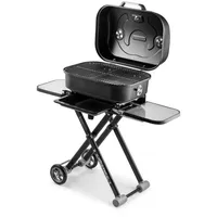 Guruss Holzkohlegrill Deckel Barbecue Grill Set Terassengrill mit Abdeckhaube, Travel-X, Temperaturanzeige, für Balkon und Garten, BBQ Grillwagen Standgrill schwarz 93.5 cm x 41.7 cm x 37 cm