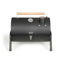 LIVOO Tragbarer Holzkohlegrill Grill Smoker BBQ Picknick Camping Schwarz