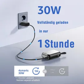 4smarts Powerbank Pocket mit USB-C Kabel 10000mAh - silber