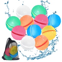 Vordpe 12 PCS Reusable Water balloons,Magnetic Refillable Quick Self Sealing Water Bomb,with Mesh Bag,for Kids Outdoor Activities Summer Fun Party Supplies