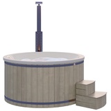 Wolff-Finnhaus Wolff Finnhaus Badebottich Hot Tub Typ 4 Ø 225 cm mit Acrylwanne, Massagesystem & LED-Beleuchtung Acrylwanne in cremeweiß Silbergrau