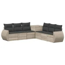 vidaXL Sofa Set 7-tlg. Hellgrau/Dunkelgrau Polyrattan/Stahl