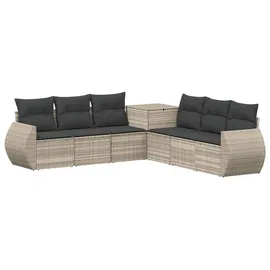 vidaXL Sofa Set 7-tlg. Hellgrau/Dunkelgrau Polyrattan/Stahl