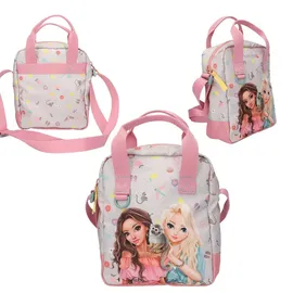 DEPESCHE 13327 TOPModel Juicy - Umhängetasche in Creme und Rosa, mit Model Motiv, Äffchen und buntem Muster, Handtasche mit verstellbarem Gurt