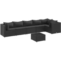 vidaXL 7-tlg Garten-Lounge-Set mit Kissen Schwarz Poly Rattan Modell 28